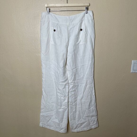 Style & Co Pants Womens 12 White Linen Wide Leg Pockets Casual - Picture 8 of 9